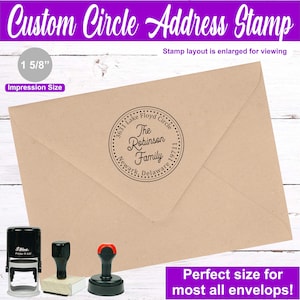 Monogram Address Stamp, Custom Hand Stamp, Circle Self Inking Round Stamp, Return Address Stamp, Personalized Address Stamp