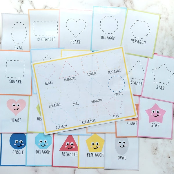 Shape Flash Cards numbers - Recognition and Tracing - Early learning - Preschool learning - Digital Download