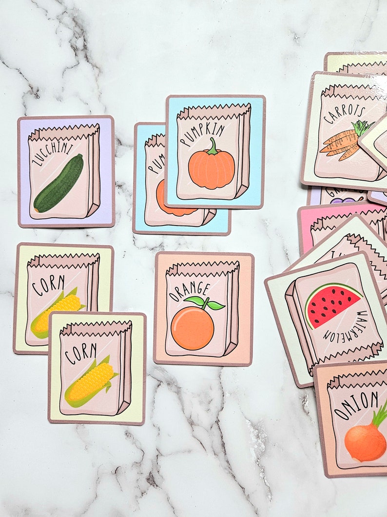 Fruit and Vegetable Matching and Memory Game - Preschool Learning ...
