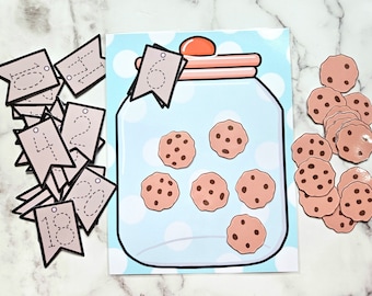 Cookie Jar Counting Practice - Number recognition - Early learning - Preschool learning - Digital Download