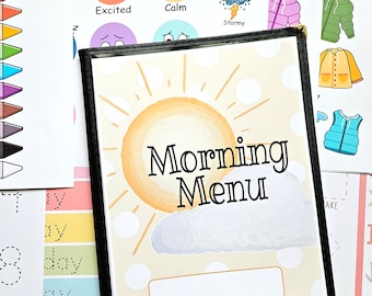 Páginas do menu matinal pré-escolar - Sunshine - Aprendizagem pré-escolar - Download digital