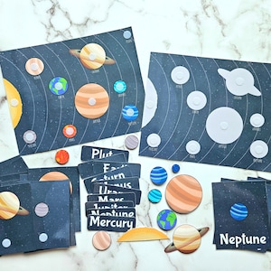 Solar system matching printable and flash cards - Early learning - Preschool learning- Digital Download