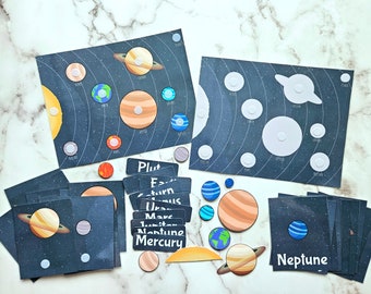 Solar system matching printable and flash cards - Early learning - Preschool learning- Digital Download