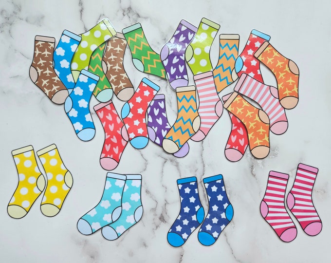 Printable Sock Matching Activity, Cut and Sort Laundry Game, Preschool ...