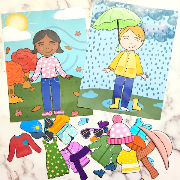 Clothing by weather sort - Early learning - Preschool learning- Digital Download