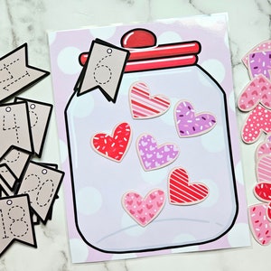 Heart cookie Jar Counting Practice - Number recognition - Early learning - Preschool learning - Digital Download