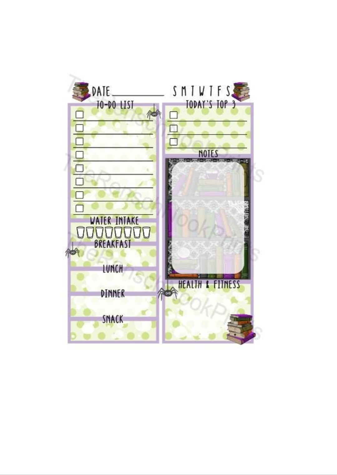 Halloween Books Daily Planner Sheet - Digital Download - Etsy