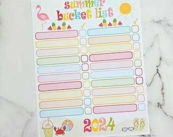 Summer Bucket List 2024 - printable - Digital Download
