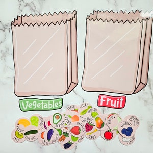Clasificación de frutas y verduras - Aprendizaje preescolar- Descarga digital