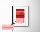 Cosmopolitan Cocktail Art Print, Minimalist Line Art (Digital Download)