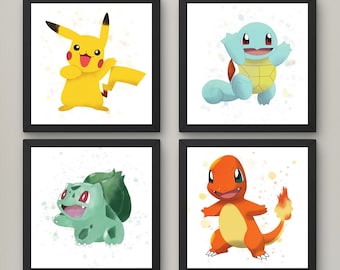 Poke Watercolor Wall Art Prints, digital download