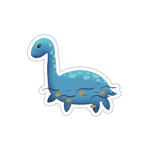Nessie sticker waterbottle sticker laptop sticker dino sticker Loch Ness Monster Sticker Gift for friend Hand drawn dinosaur sticker