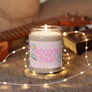 Gamer Girl Soy Candle 9 oz Gift for Video Gamer Switch Gamer Accessories Gamer Girl Twitch Streamer Setup Cute Floral Candle Eco Friendly