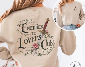 Sudadera con capucha Enemies to Lovers, sudadera extragrande y acogedora para amantes de los libros, ropa para amantes de la fantasía y el romance de BookTok, regalo perfecto para lectores y fans.
