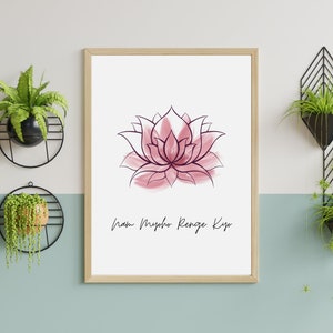 Nam Myoho Renge Kyo Digital BUDDHISM WALL ART Printable Buddha Wall Art Lotus Art Prints Yoga Art Print Studio Yoga Wall Decor