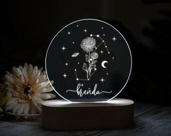 Custom Birth Flower Night Light: Personalized Nursery Decor