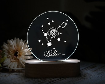 Personalized Zodiac Night Light: Astrology LED Bedroom Decor