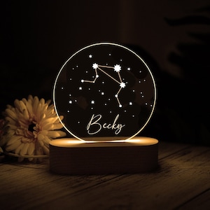 Horoscope Birthday Gift,Astrology Night Light,,Horoscope Constellation Night Lamp,Zodiac Star sign with name,Baby Shower, Kids Nursery