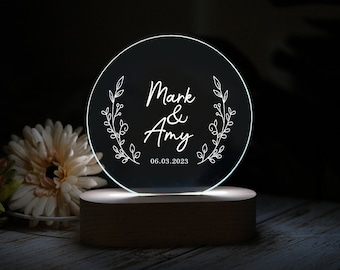 Personalized Couple Night Light,Wedding Gift,Anniversary Gift,Custom Led Night Lamp,Birthday Gift for Her/ Him,Valentines Gift