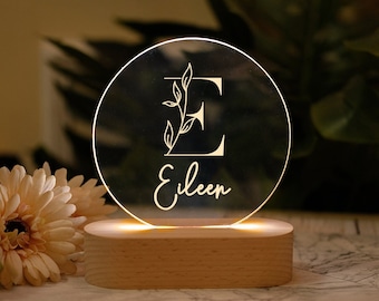 Personalized Initial Night Light: Custom Name, Kids Birthday Gift