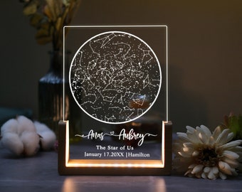 Personalized Star Map Night Light, Custom Night Sky, Anniversary Gift