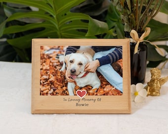 Pet Loss Frame Portrait Remembrance,Photo Pet Sympathy Gift on Wood，Custom Dog Pet Photo Frame，Personalized Pet Memorial Gift