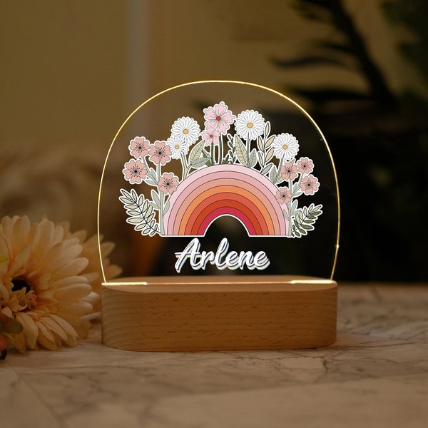 Personalized Rainbow Lamp Made Of Acrylic,Cute Night Light,First Birthday Gift, Baptism Gift，Christmas Gifts for Kids,Nursery Decor