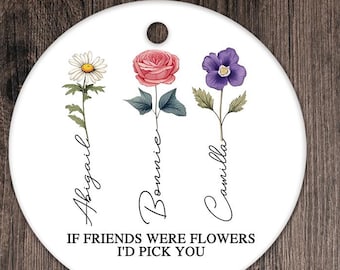 Custom Bestie Christmas Ornament, Birth Month Flower Gift