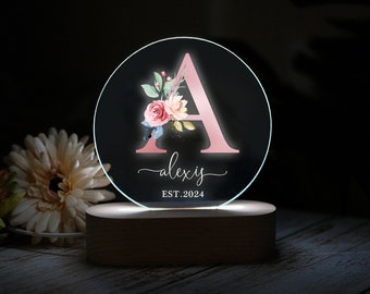 Newborn Gift/ Baby baptism/Personalized Initial Night Light/Kid's Bedroom Decor/Birthday Gift/Baby Girl Gift/Gifts for Kids/Mom Gifts