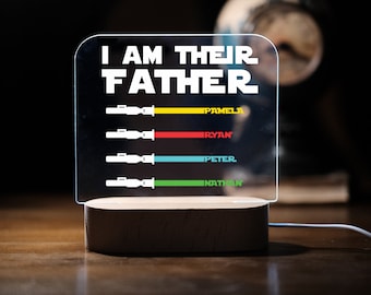 Personalized Father's Day Night Light, Custom Child Names, Star Wars Gift