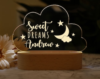 Luz de noche de nube personalizada: decoración infantil de luna y estrellas