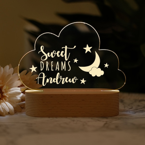 Personalized Cloud Night Light Withthe Moon, Stars. Baby Shower Gifts , Nursery Decor ,Baby Birthday Gift,Kids' Room Decor，Christmas Gifts