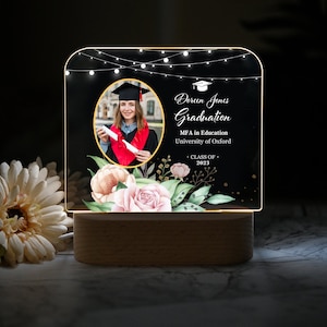 Regalos de graduación con luz de noche personalizada, luz de noche con foto personalizada, regalo de graduación, luz de noche con foto de graduación, regalos de felicitación por graduación