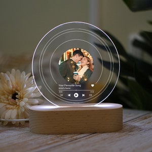 Customization Photo Night Light - Disc Night Light - Romantic Gift for Couples - Anniversary Gift , Engagement Wedding Gift,Valentine&#39;s Gift