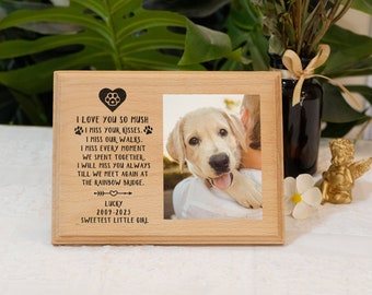 Personalized Pet Memorial Gift , Pet Loss Frame Portrait Remembrance,Photo Pet Sympathy Gift on Wood,Custom Dog Pet Photo Frame