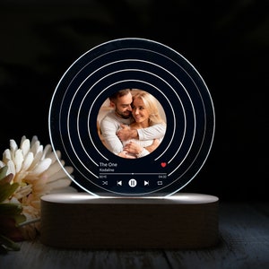 Customization Photo Night Light - Disc Night Light - Romantic Gift for Couples - Anniversary Gift , Engagement Wedding Gift,Valentine&#39;s Gift