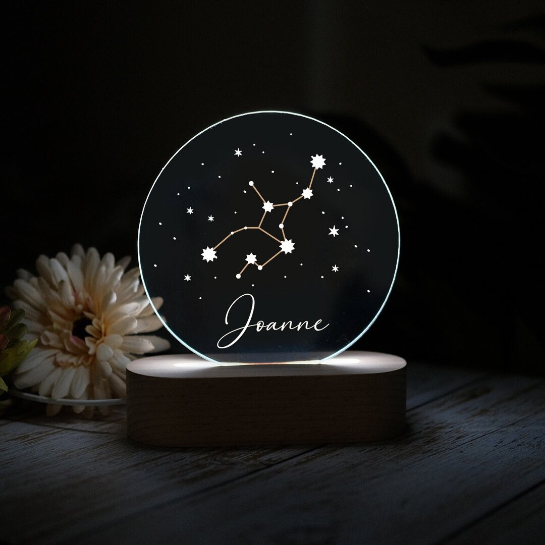 Personalized Zodiac LED Night Light: Bedroom Decor, Star Sign Gift - Etsy