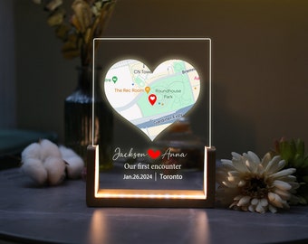 Where it all began/Where We First Met map/Anniversary Gift /Custom Map gifts/Valentine's Day gift/Custom Led Lamp /Birthday Gifts/Couple Map