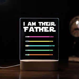 Personalized Father’s Day Gift，I Am Their Father Night Light , Funny Gift For Dad,Custom Light Saber Child Names, Custom Gift From Kids