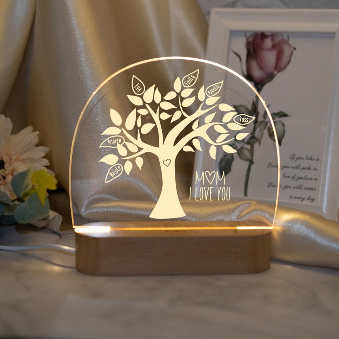 Tree Led Night Light Personalized Family Tree LED Night Light, Custom Name Gift for Mom - Etsy