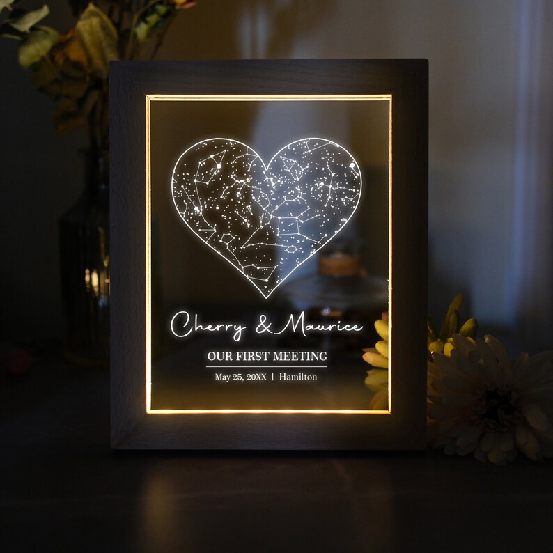 Custom Star Map LED Light Frame, Anniversary Gift - Etsy