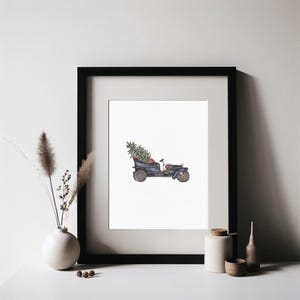 Original Watercolor — Retro Car | Handmade Watercolor Illustration, Original Painting, Home Decor, Original Artwork