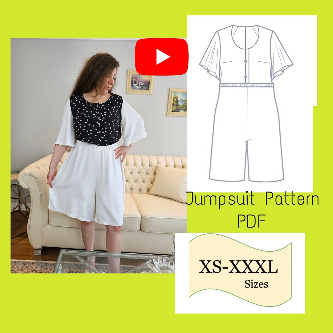 PDF Comfy Romper Pattern With Video, Jumpsuit PDF Sewing Patterne Wide ...