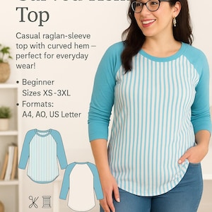 PDF Raglan Sleeve Top Pattern/ PDF Sewing Pattern/ Stretchy Fabric Sewing Pattern/ Long Sleeve Knit top Pattern/ Raglan PDF Sewing Pattern