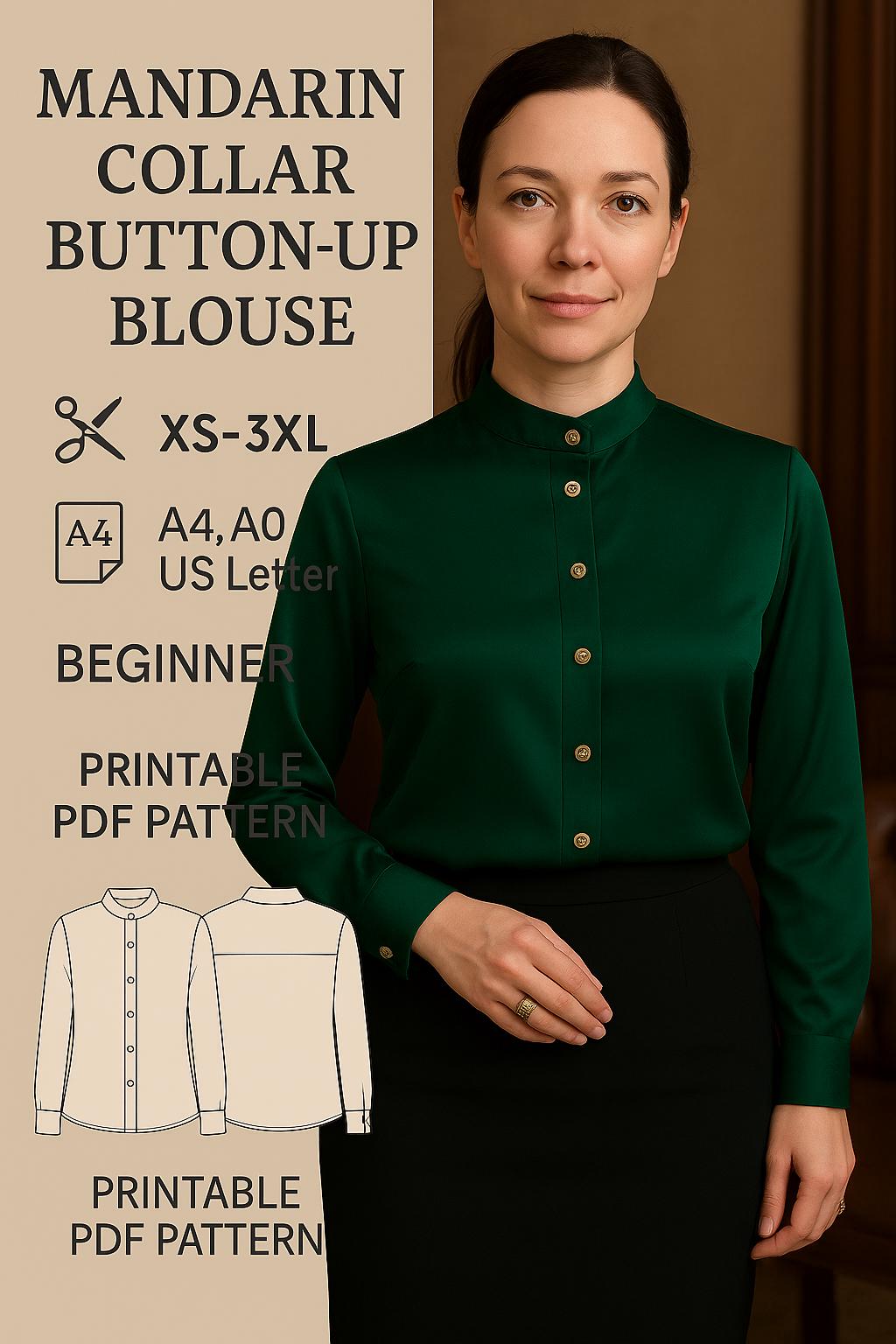 Long Sleeve Top PDF Pattern/ Top Pattern for Women/ Woven Top Pattern ...