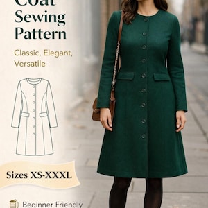 PDF Sewing Pattern Dress, Pocket Dress Pattern, Midi Dress Pattern, A Line Dress  Digital Pattern, Flap Pocket Dress Pattern, Long Sleeve