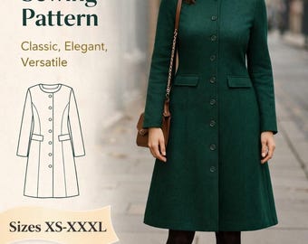 PDF Sewing Pattern Dress, Pocket Dress Pattern, Midi Dress Pattern, A Line Dress  Digital Pattern, Flap Pocket Dress Pattern, Long Sleeve