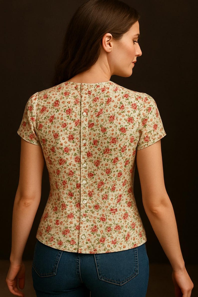 PDF Back Button Short Sleeve Top, Square Neck Top Woven, A0 & A4 PDF ...