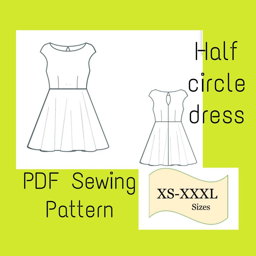 PDF Summer Dress Pattern, Half Circle Dress Pattern, Drop Shoulder ...