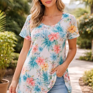 ブラウスのPDF縫製パターン、トップスの縫製パターン、チュニック半袖PDFパターン、ブラウスの縫製パターン、シャツのパターンレディースサマートップスパターン